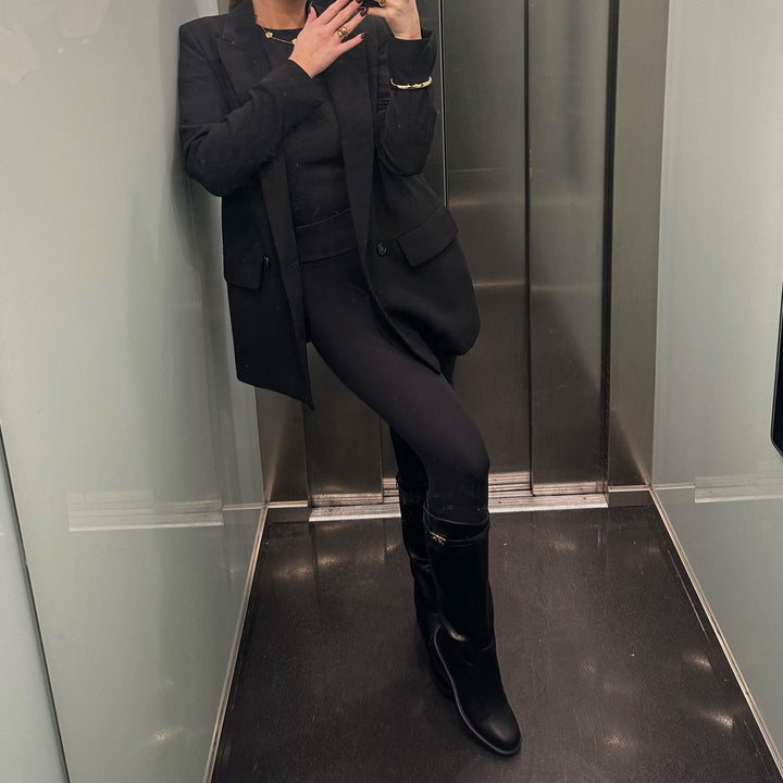 Salomé | Bottes hautes noires à boucle décorative