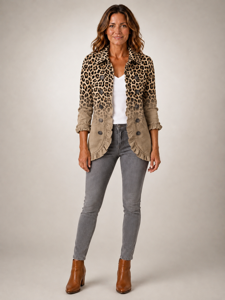 Tawny | Veste volantée léopard vintage