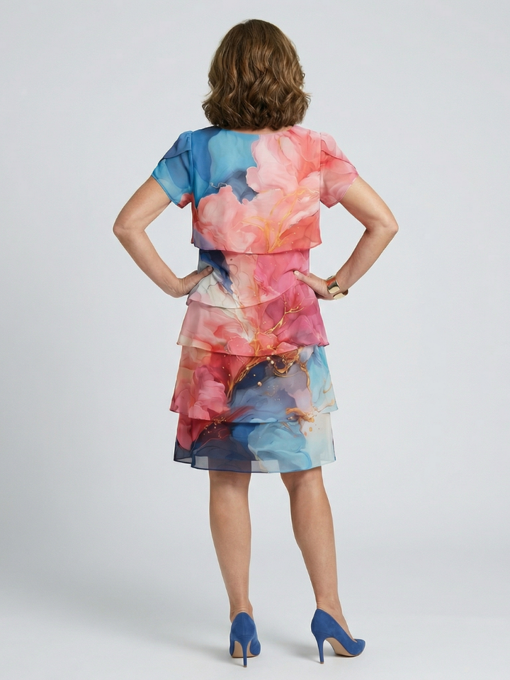 Thérèse — Robe à volants et imprimé aquarelle