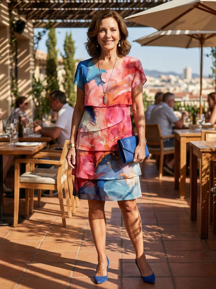 Thérèse — Robe à volants et imprimé aquarelle