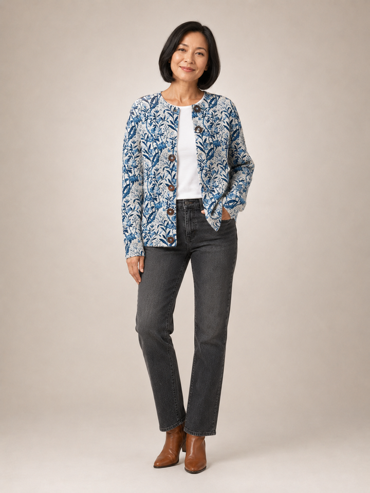 Tiverly | Cardigan fleuri vintage boutonné