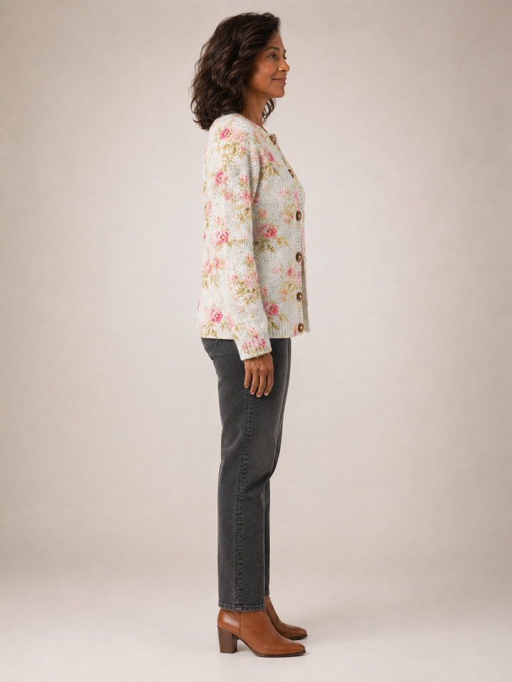 Kerensa | Cardigan fleuri vintage en maille