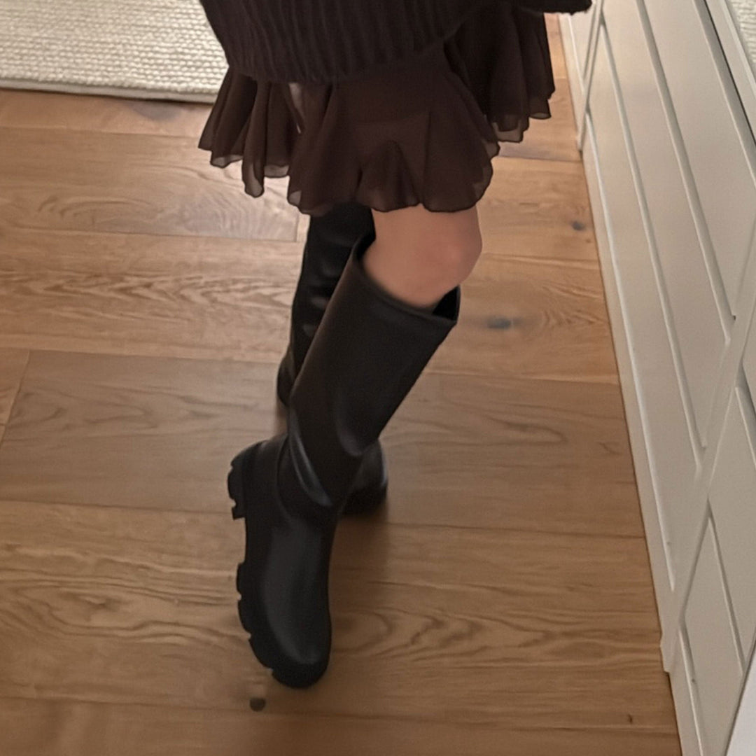 Henriette | Bottes hautes noires à semelle épaisse