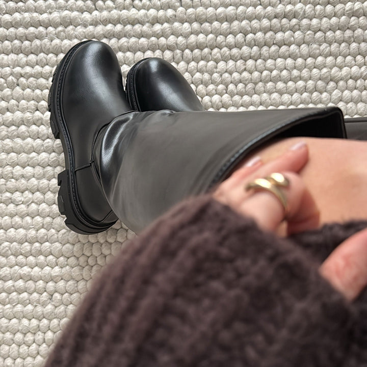Henriette | Bottes hautes noires à semelle épaisse