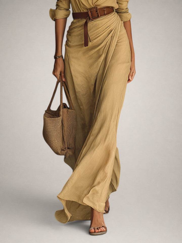 Judith — Robe longue chemise à col tailleur