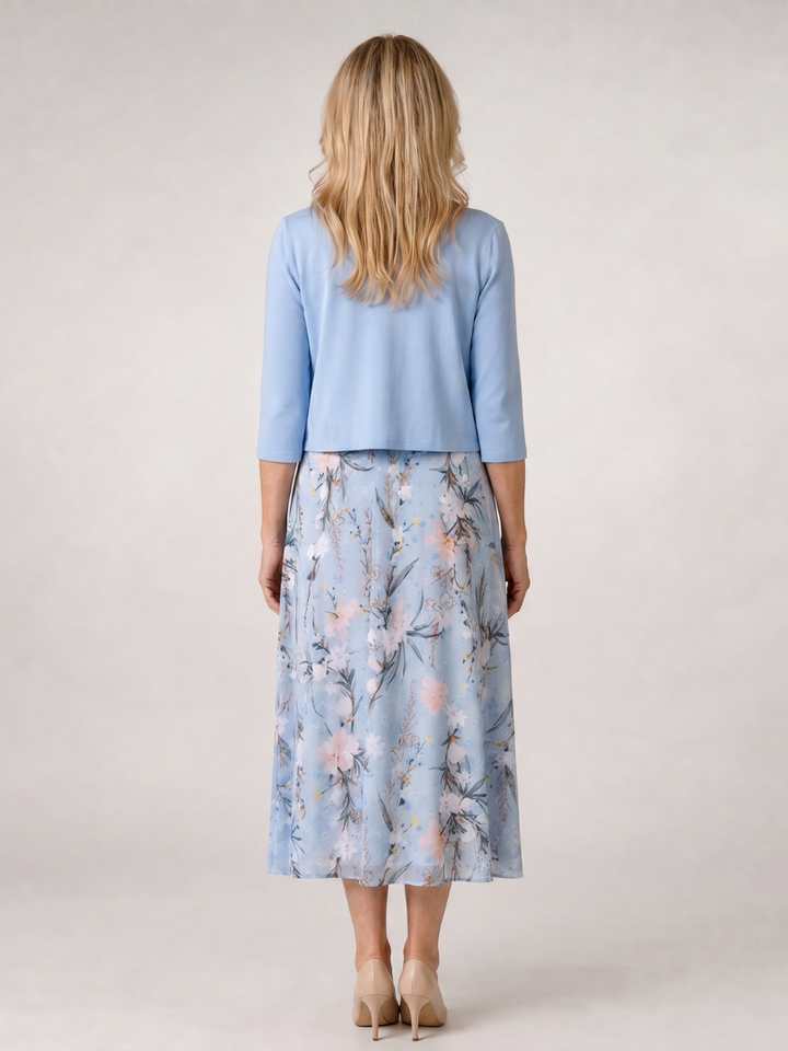 Danielle — Robe midi fleurie avec boléro assorti
