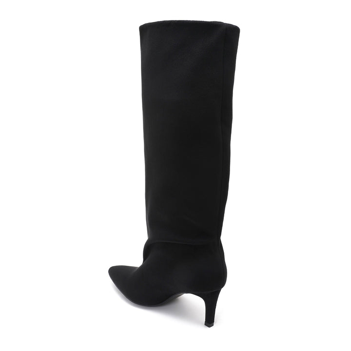 Madeleine | Bottes à talon noires en suédine