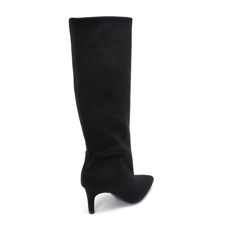 Madeleine | Bottes à talon noires en suédine