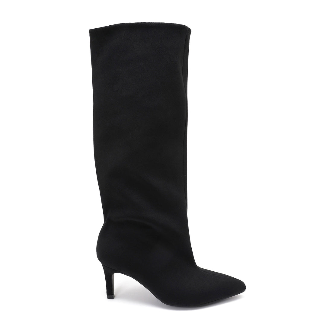 Madeleine | Bottes à talon noires en suédine