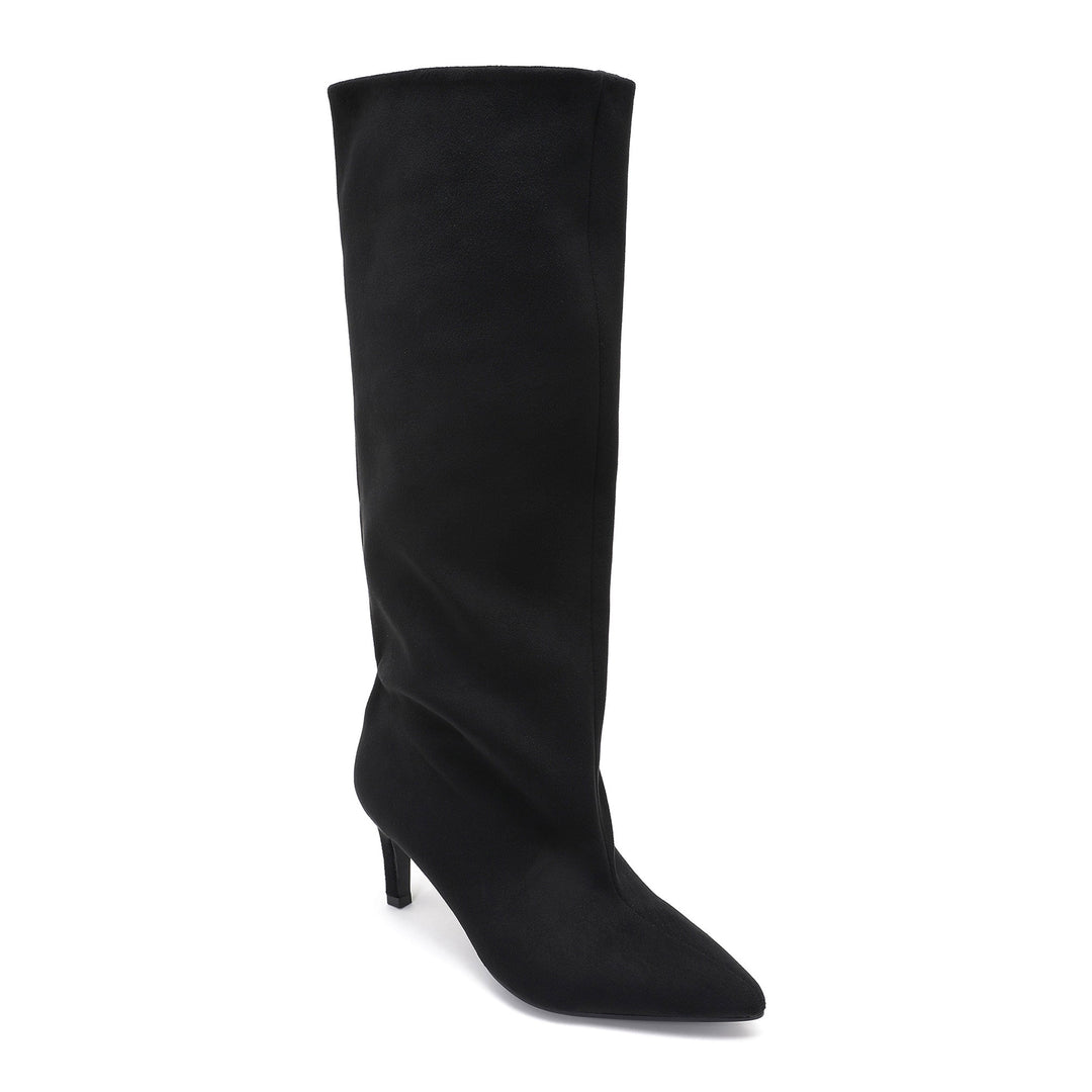 Madeleine | Bottes à talon noires en suédine