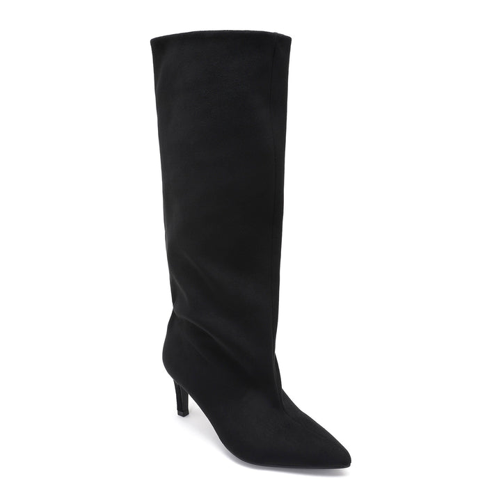 Madeleine | Bottes à talon noires en suédine