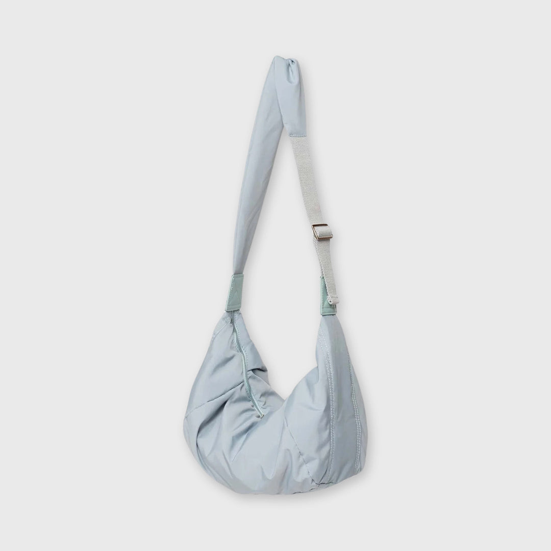 Sac bandoulière Nylon Souple bleu clair vu de face