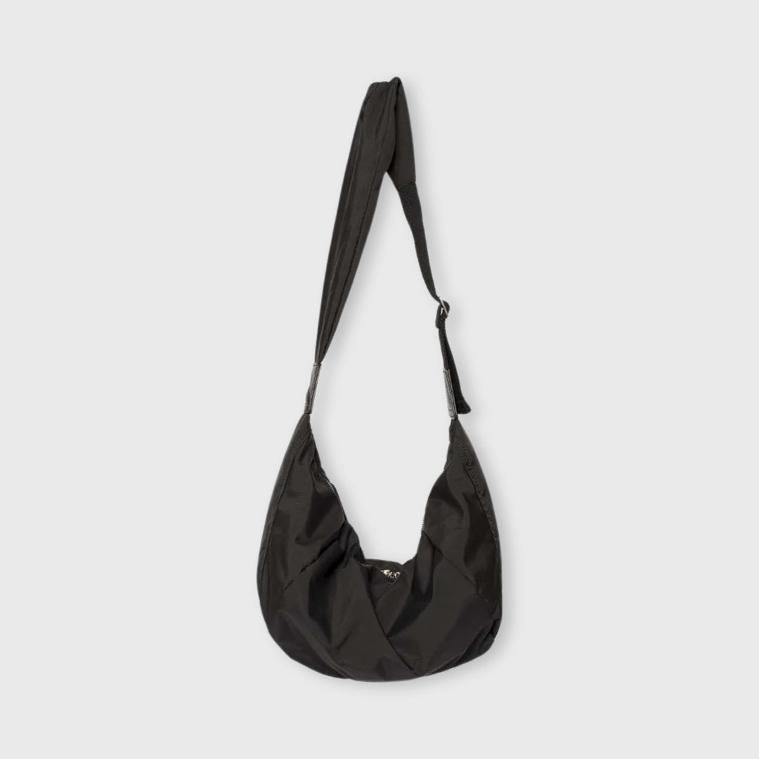 Sac bandoulière Nylon Souple noir vu de trois quarts