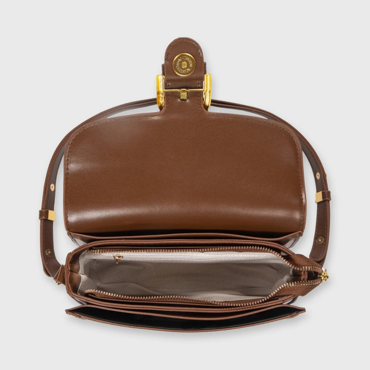 Mini sac porté épaule Bella brun vu de côté