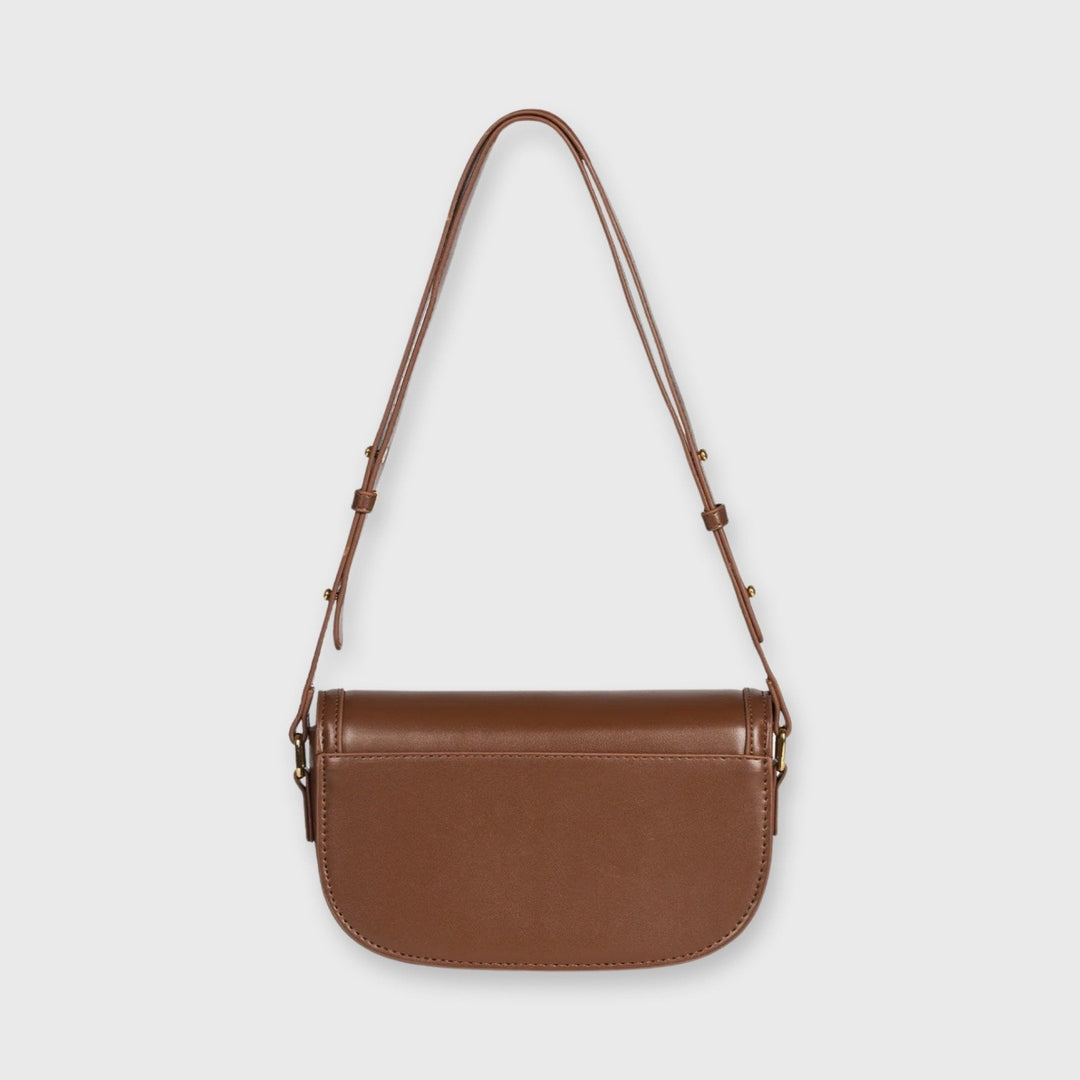 Mini sac porté épaule Bella brun porté à l&