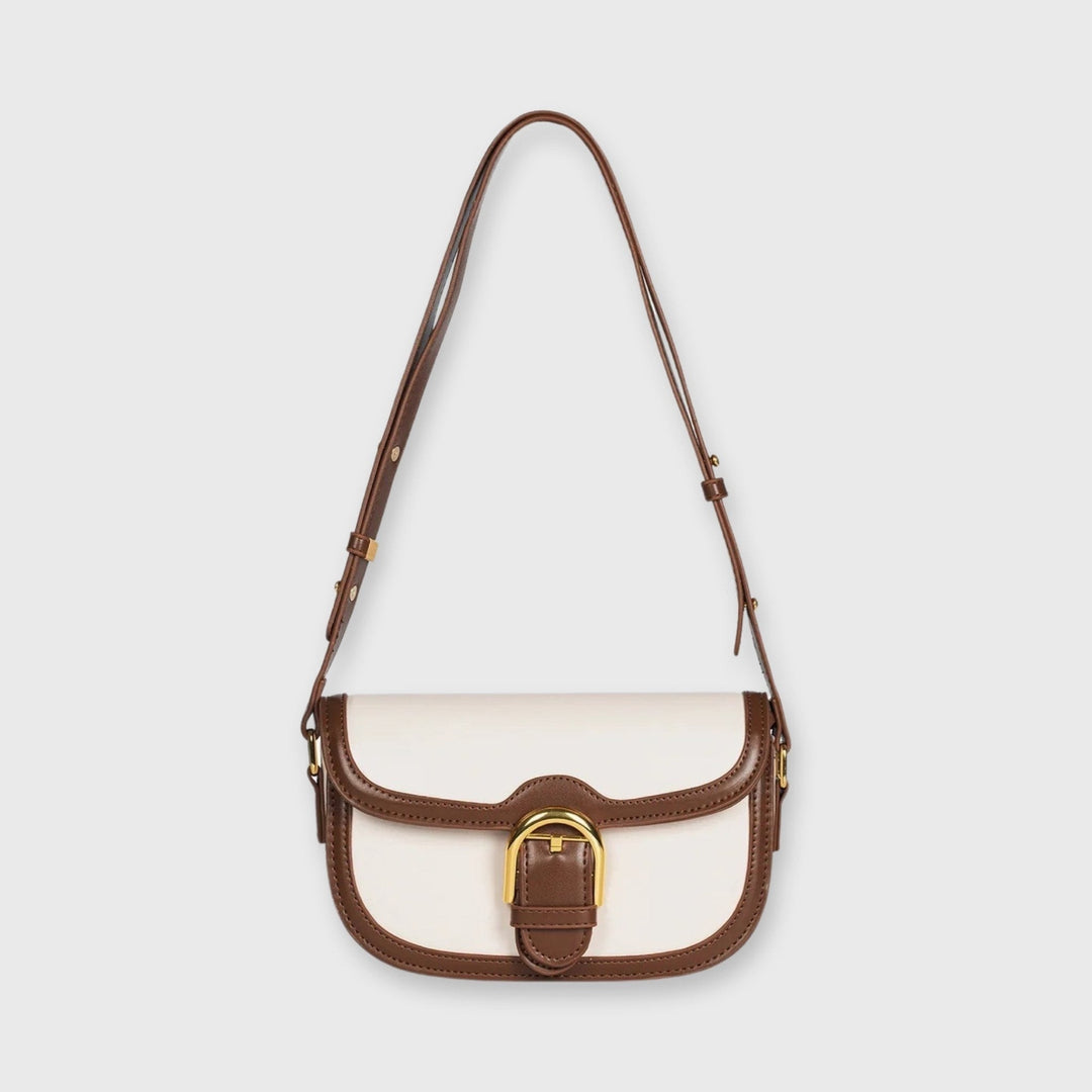 Mini sac porté épaule Bella crème/brun vu de face