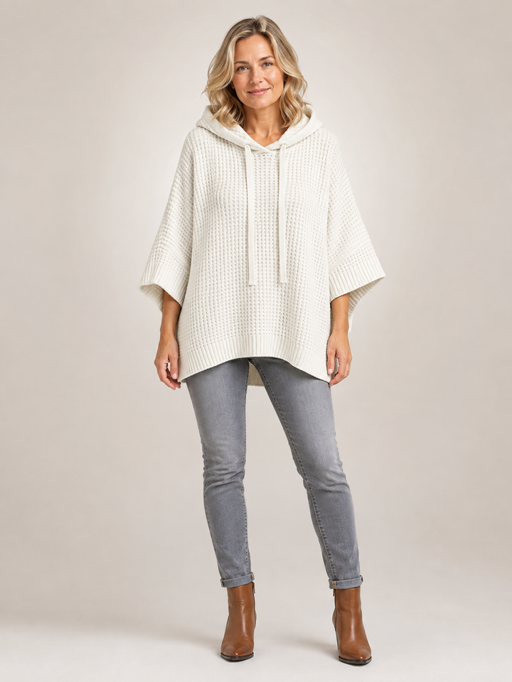 Capucine | Pull à capuche oversize en maille gaufrée