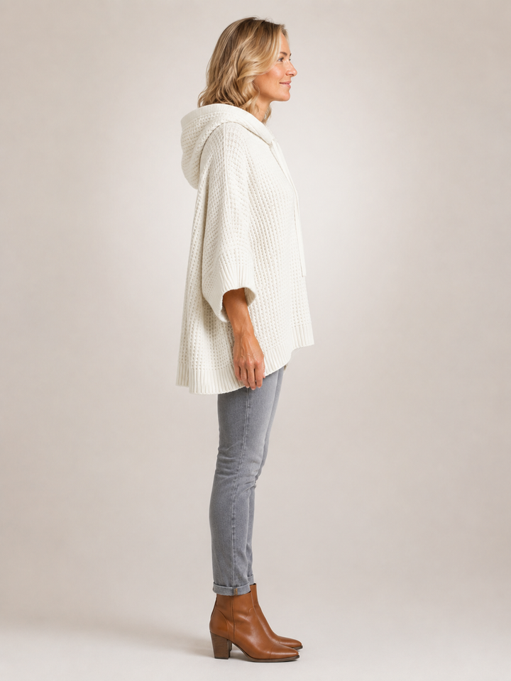 Capucine | Pull à capuche oversize en maille gaufrée