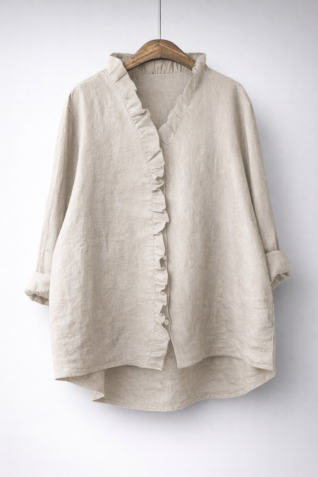 Rosalinde | Chemise à volant — Beige