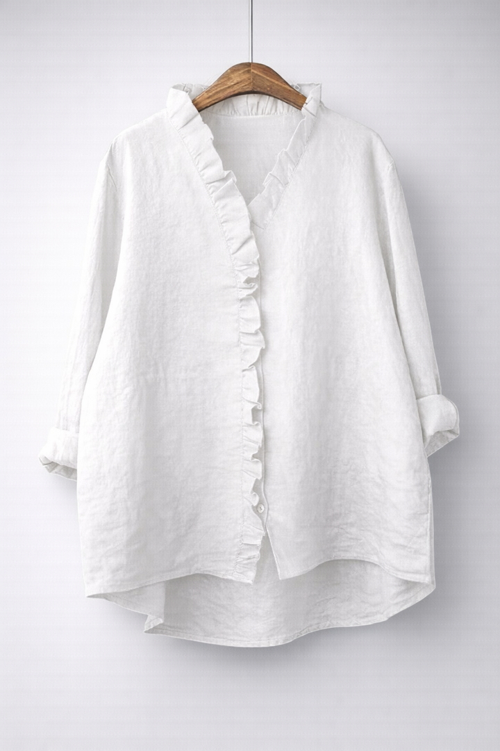 Rosalinde | Chemise à volant — Blanc