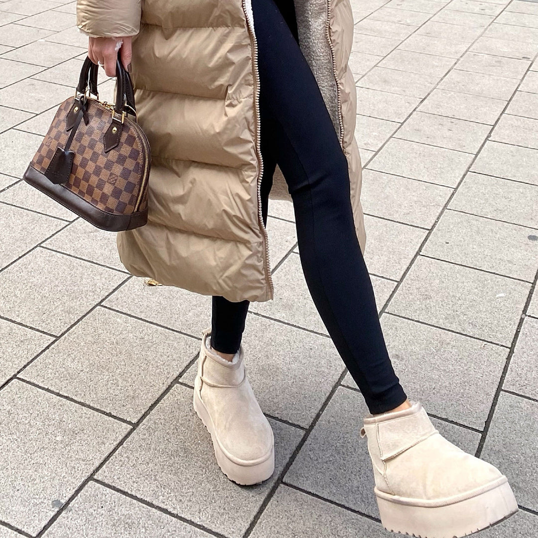 Rosalie | Bottines fourrées beiges à plateforme