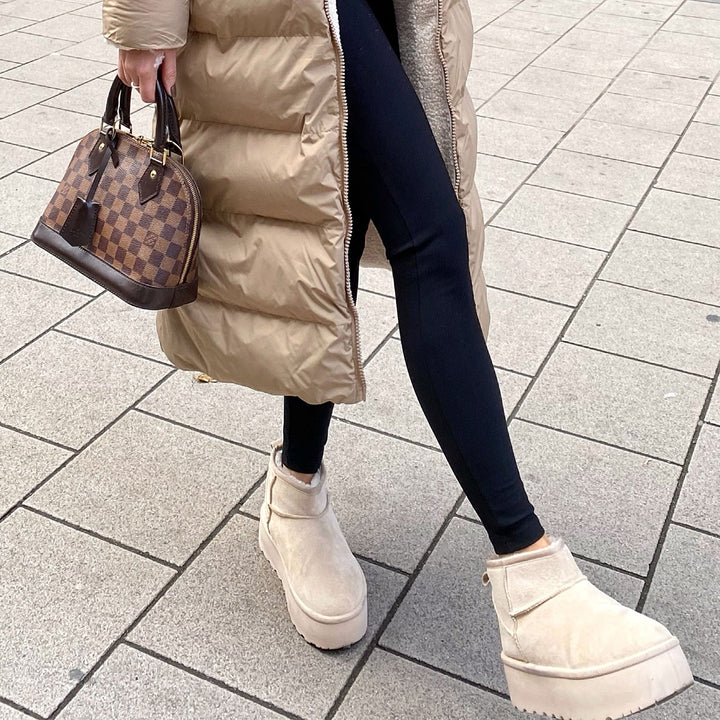 Rosalie | Bottines fourrées beiges à plateforme