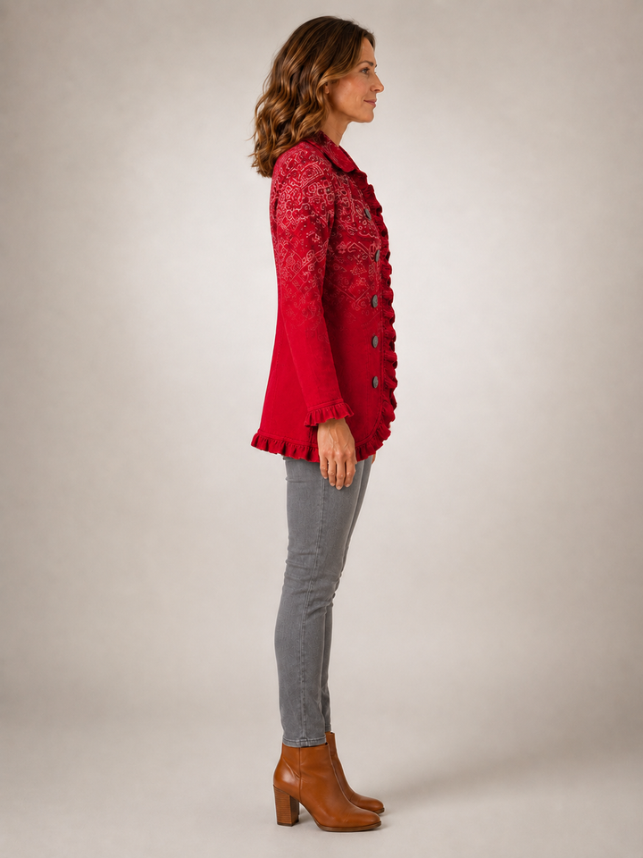 Criselle | Veste volantée à imprimé cachemire ombré