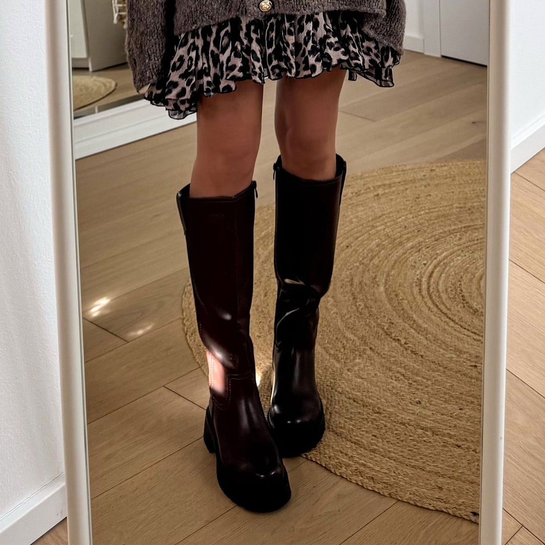 Simone | Bottes hautes marron à semelle épaisse