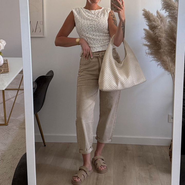 Mélanie | Mules ajourées beige foncé
