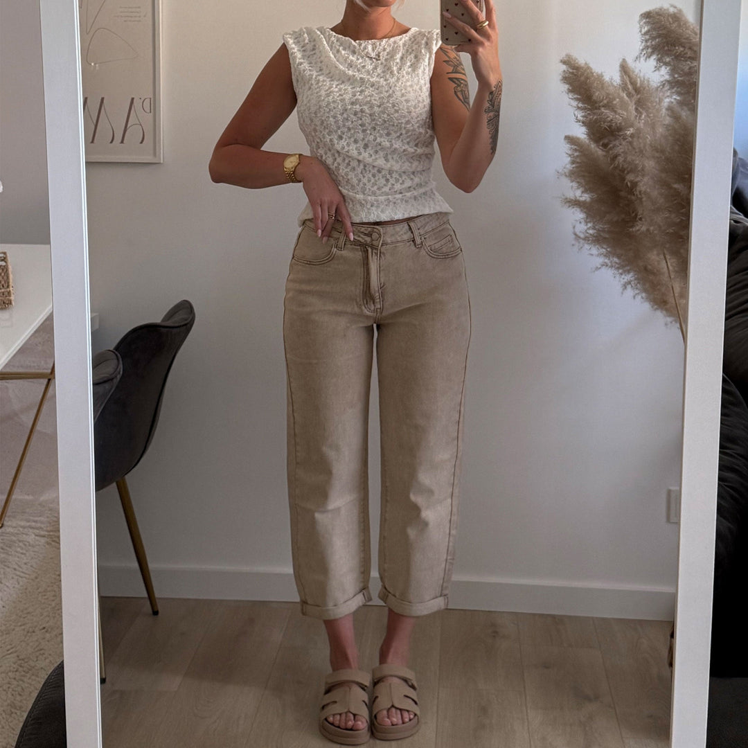 Mélanie | Mules ajourées beige foncé
