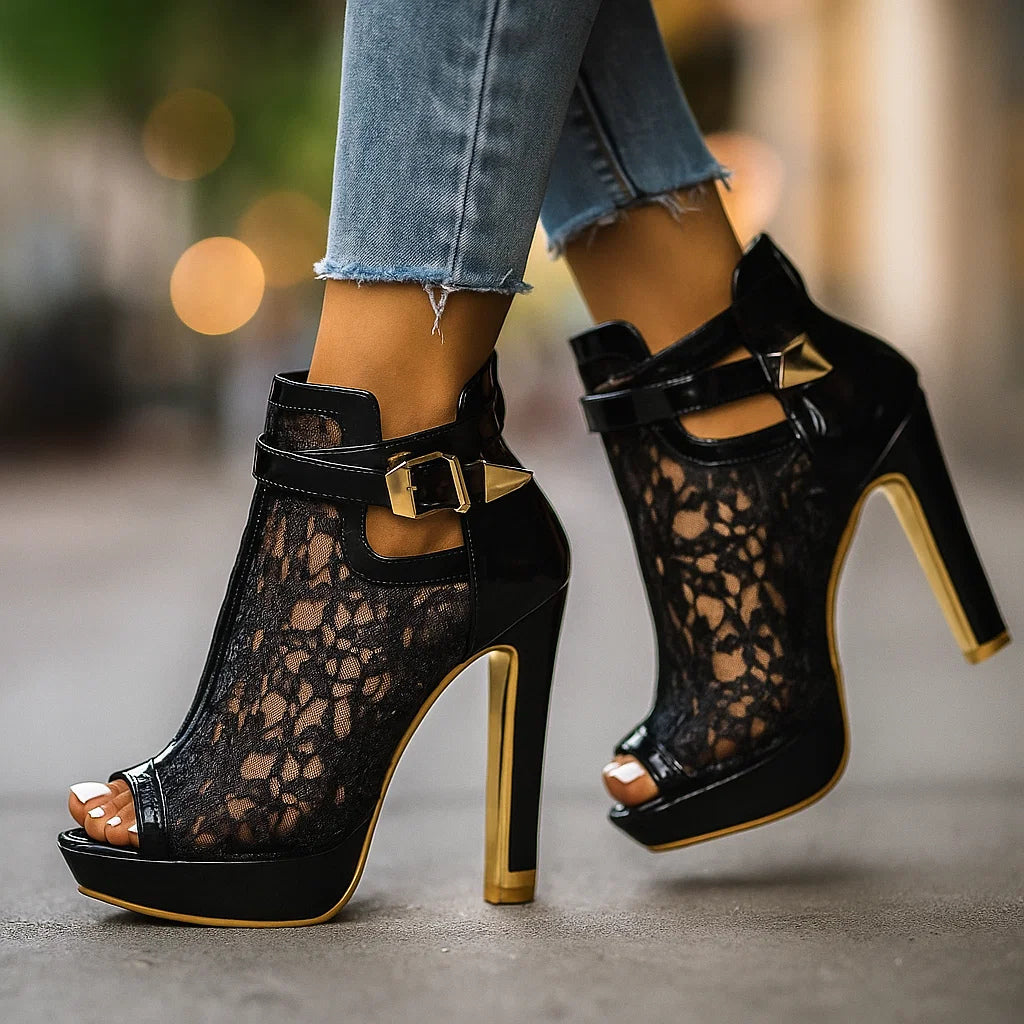 Sibylle | Sandales peep toe en dentelle