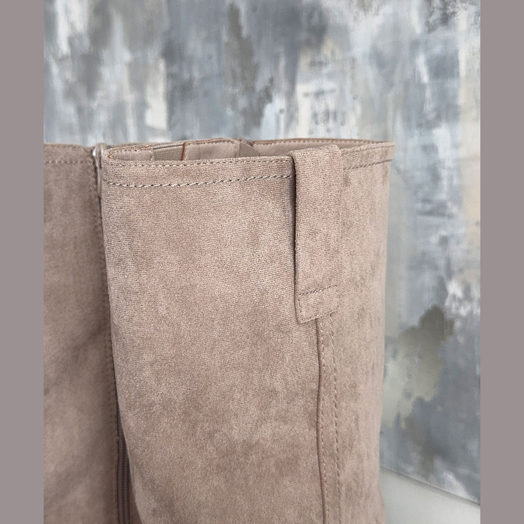 Roseline | Bottes hautes beiges à semelle épaisse