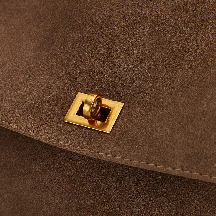 Sac en daim Ciara Premium brun vu de trois quarts
