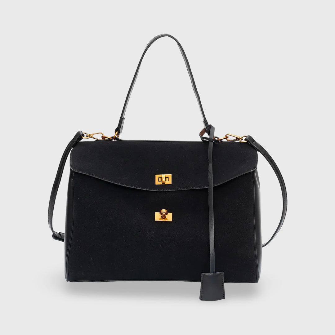 Sac en daim Ciara Premium noir vu de face