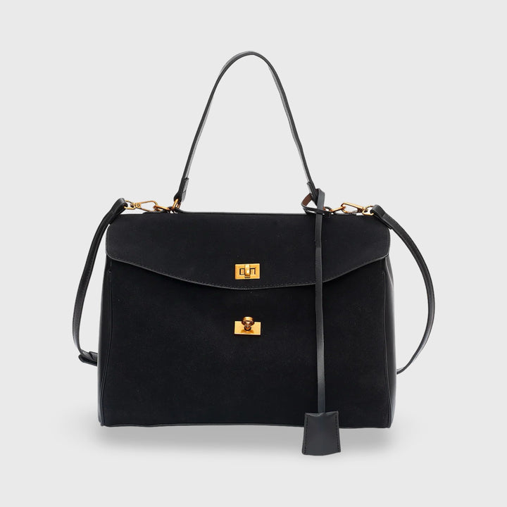 Sac en daim Ciara Premium noir vu de face