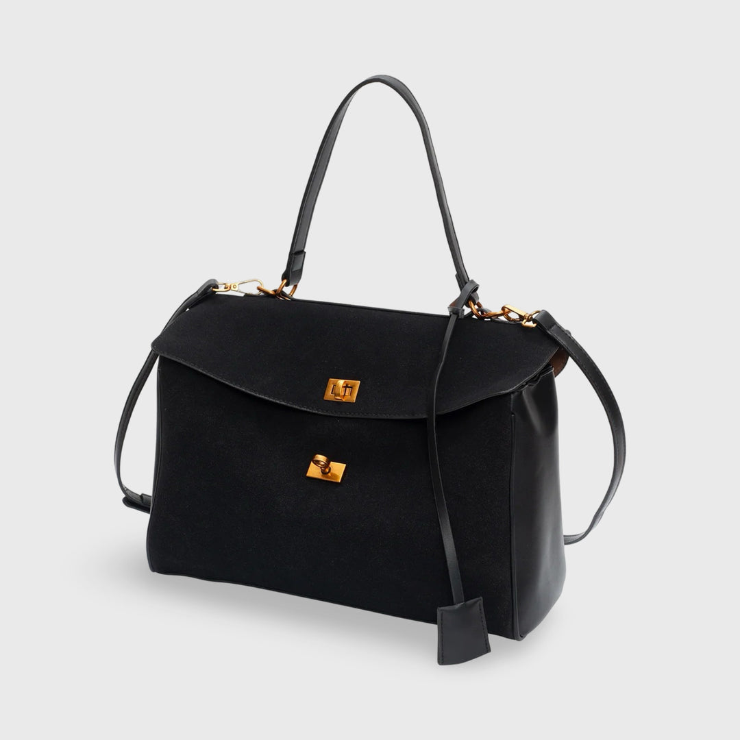 Sac en daim Ciara Premium noir vu de côté