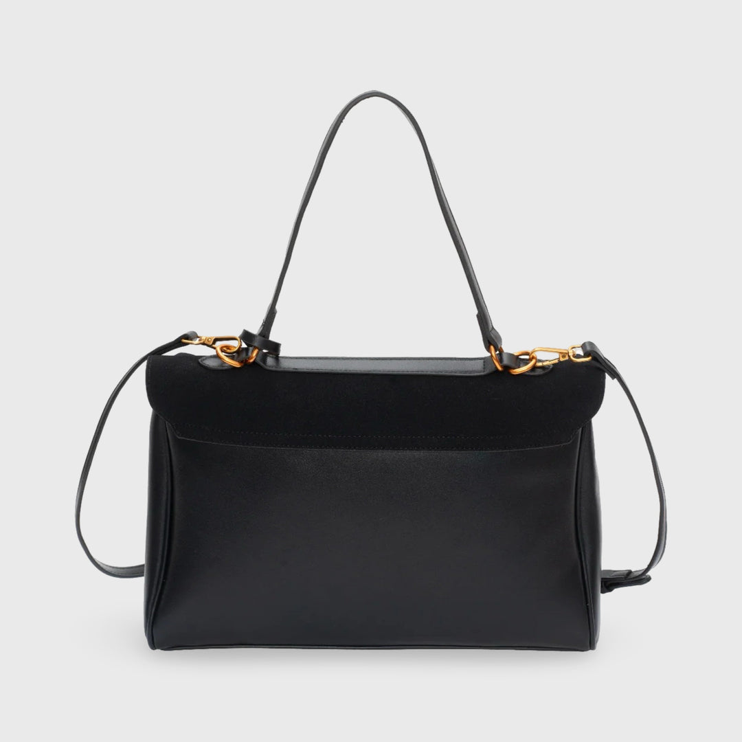 Sac en daim Ciara Premium noir vu de trois quarts
