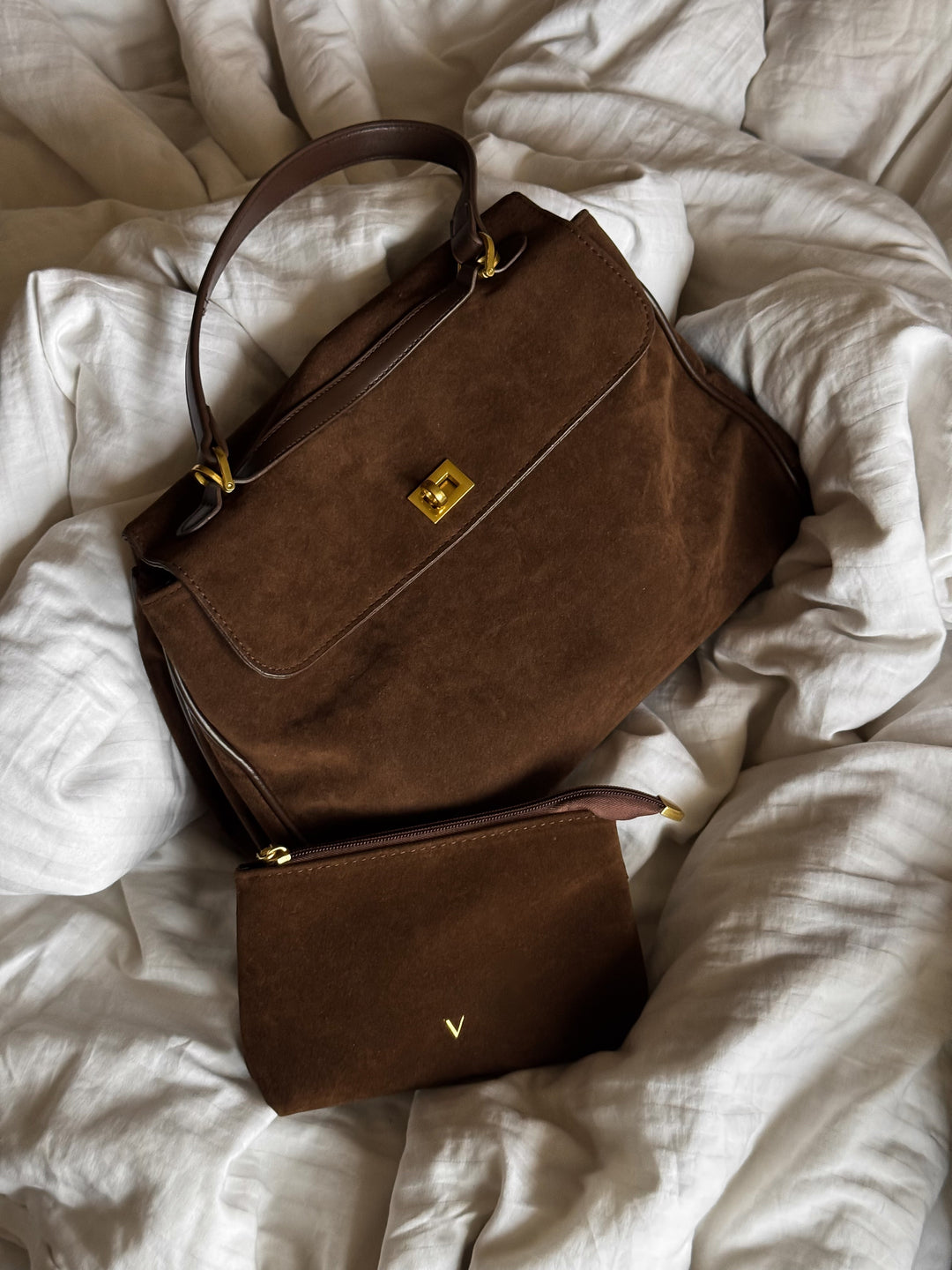 Sac porté épaule Ciara Daim olive, photo détail