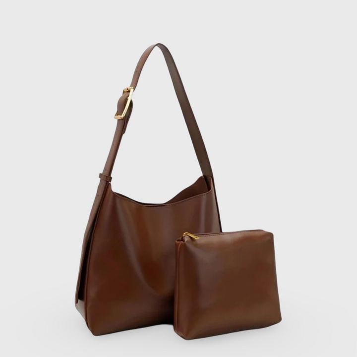 Sac porté épaule Journée Chic brun vu de côté