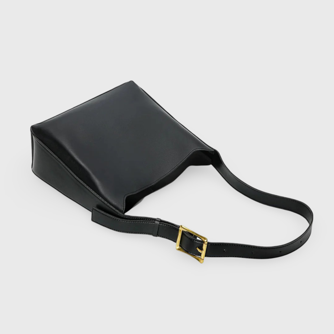 Sac porté épaule Journée Chic noir vu de trois quarts