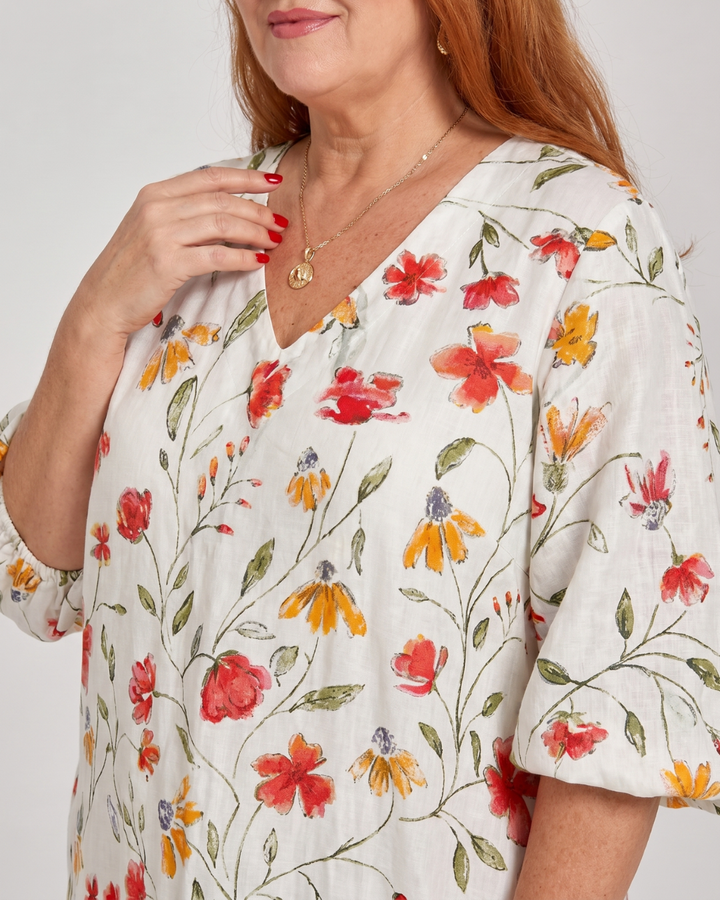 Fabienne — Robe longue à fleurs des champs