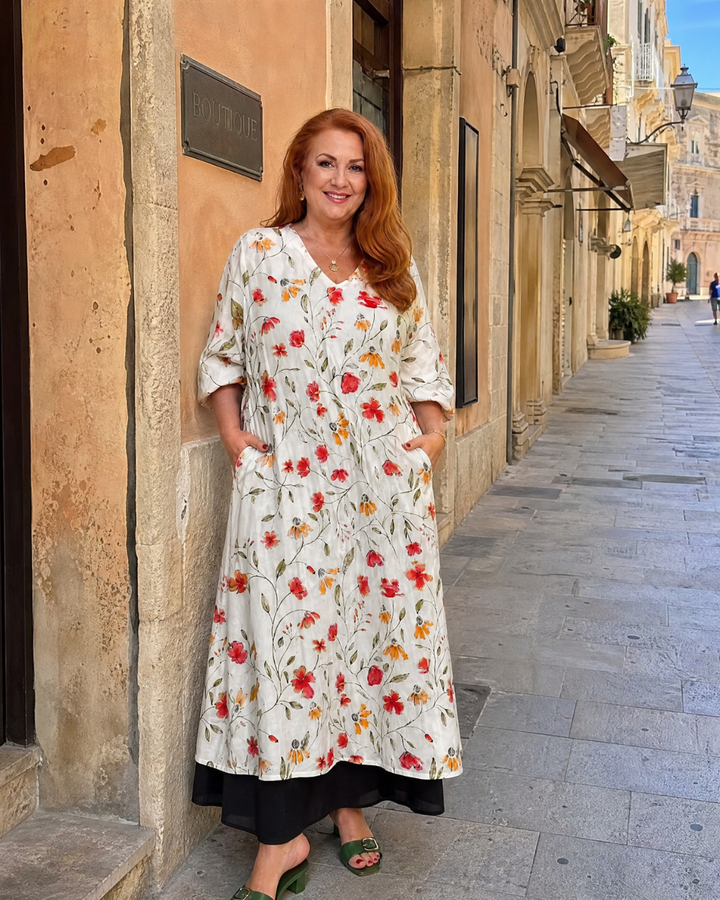 Fabienne — Robe longue à fleurs des champs