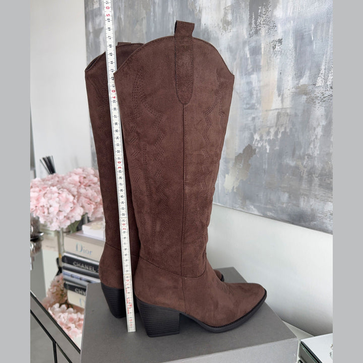 Léontine | Bottes western fourrées marron foncé