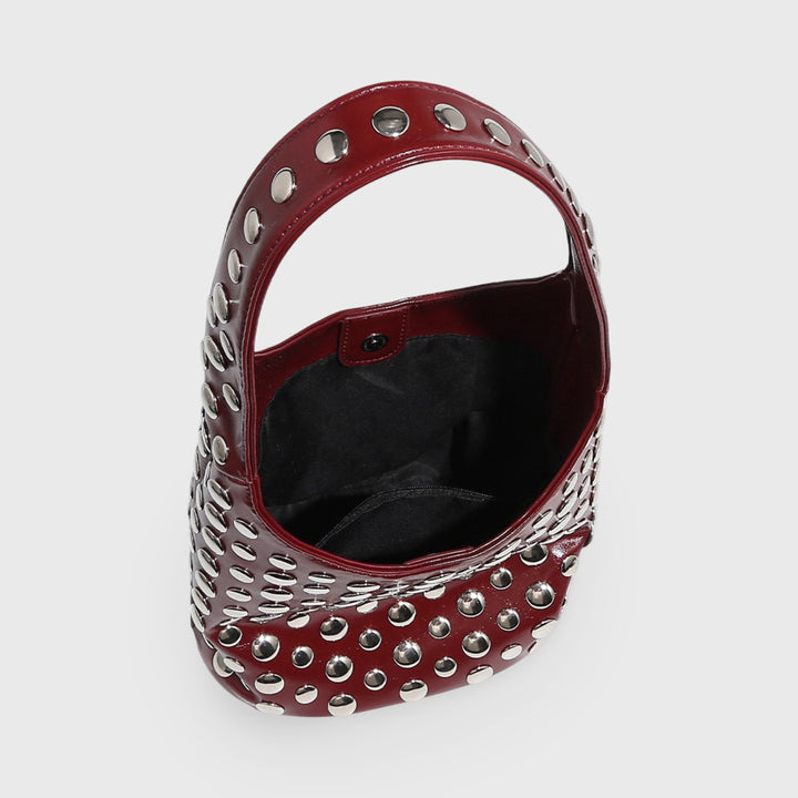 Sac seau Crissy bordeaux vu de trois quarts