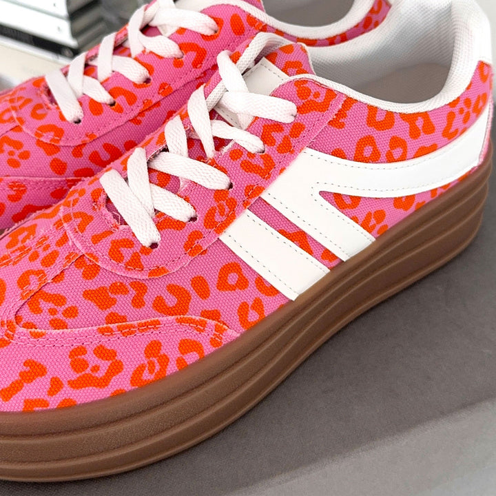 Rébecca | Baskets roses tachetées à plateforme