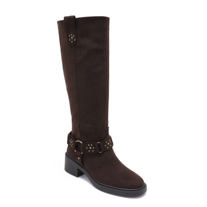 Blanche | Bottes marron à boucles cloutées