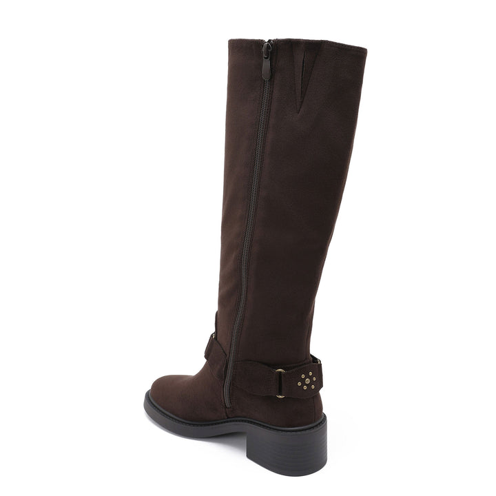 Blanche | Bottes marron à boucles cloutées