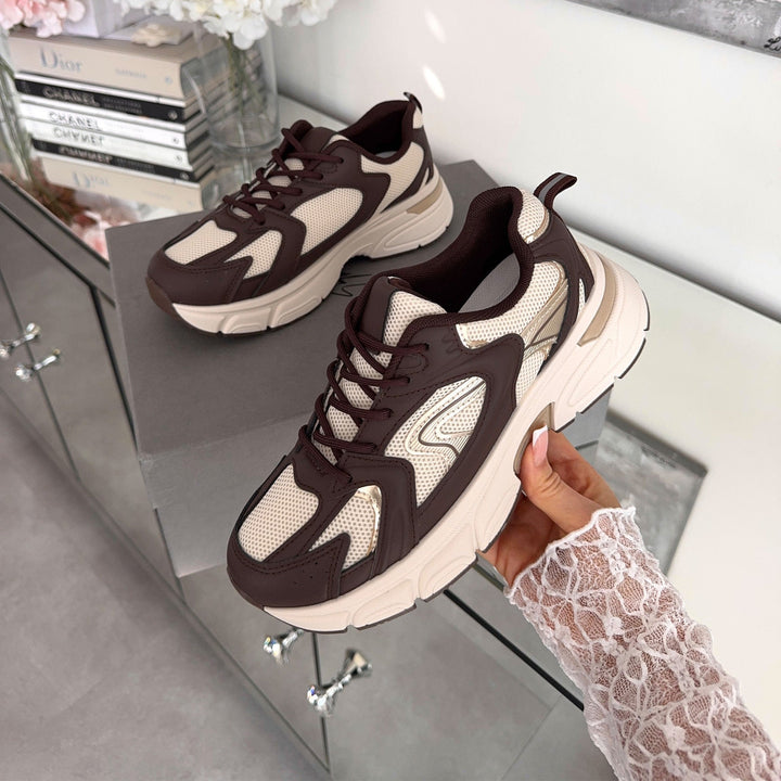 Jocelyne | Baskets massives beige et marron