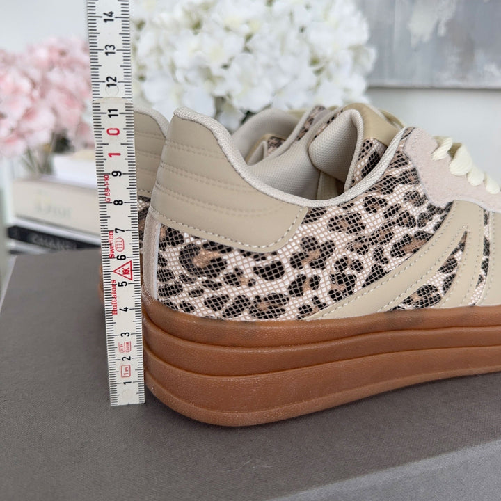 Ninon | Baskets beiges à lacets et semelle épaisse