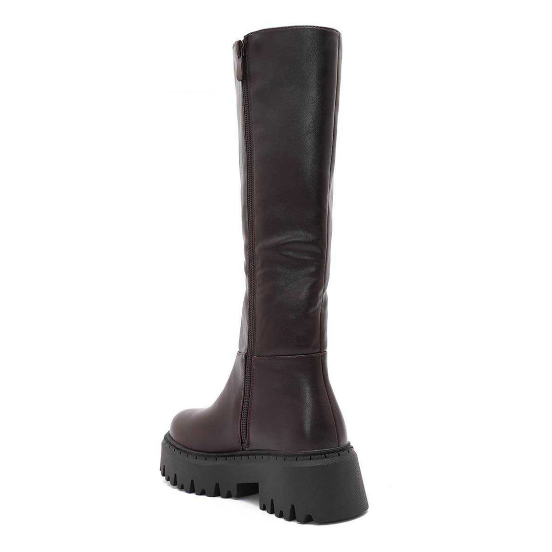 Charlotte | Bottes hautes marron à semelle chunky